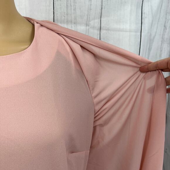 American VINTAGE L.L. Martin US 12 Petite 80s Pink Workwear Overlay Dress - Picture 6 of 14